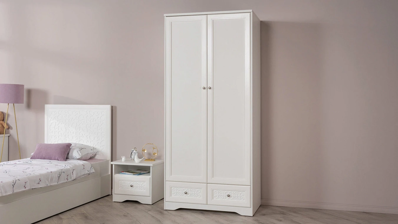Шкаф двухдверный с ящиками Arya, цвет: белый фото - 1 - большое изображение